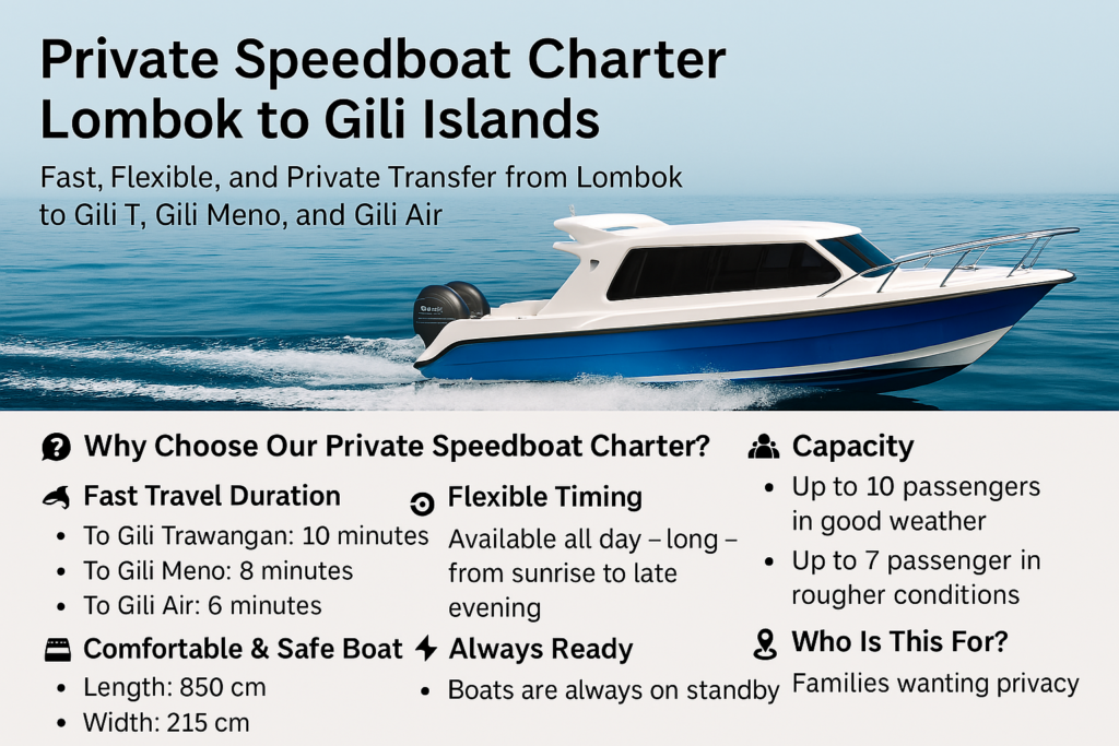 Private Speedboat Charter Lombok to Gili Islands