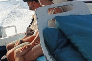 Island Hopping in Style: Our Relaxing Private Speedboat Ride from Gili Trawangan to Teluk Nare with Just a Backpack and Suitcase