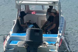 Canadian Adventurers’ Midday Escape: Private Speedboat Ride from Teluk Nare to Gili Trawangan After Rinjani Hike