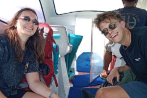 Morning Island Escape: Our Private Speedboat Adventure from Gili Air to Teluk Nare with Two Backpacks and Big Smiles