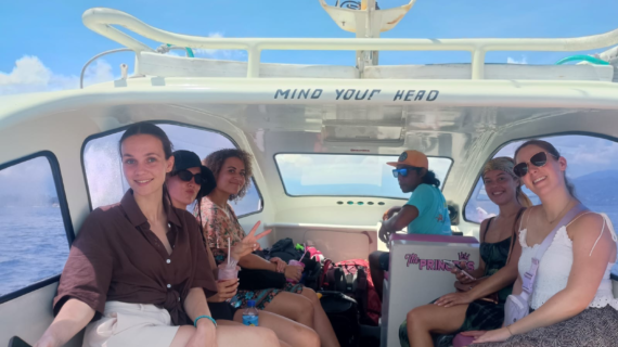 Island Hopping Adventure: Dutch Friends Cruise from Gili Trawangan to Teluk Nare with Private Speedboat and Backpacks in Tow
