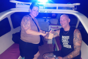 Sunrise Escape: Tamara & Gered’s Early Morning Private Speedboat from Gili Air to Teluk Nare with Just Two Backpacks