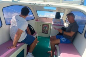 Morning Island Hopping: Fabio’s Smooth Private Speedboat Ride from Gili Trawangan to Teluk Nare with Luggage in Tow